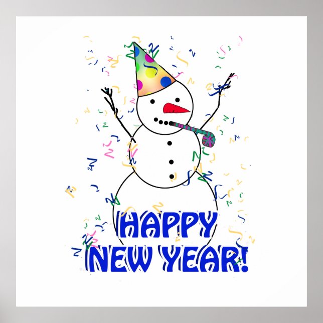 Poster Bonne année de la fête du bonhomme de neige (Devant)