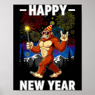 Poster Bonne année drôle 2026 Amoureux de Bigfoot Nouvel