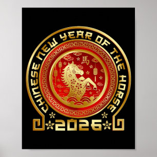 Poster Bonne année lunaire chinoise 2026 année zodiacale 