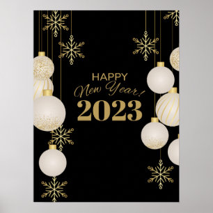 Poster Bonne année or noir
