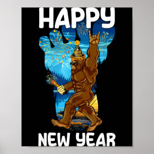 Poster Bonne année rétro 2026 Amoureux de Bigfoot Nouvel 