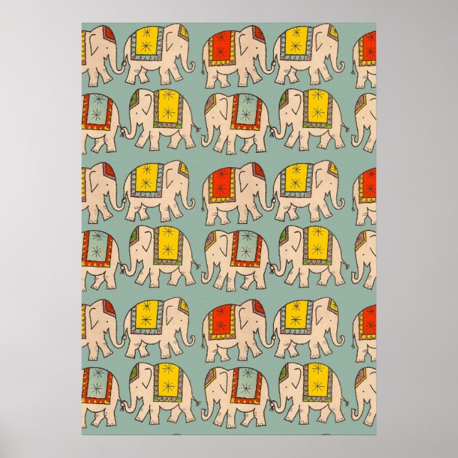 Poster Bonne chance cirque éléphants mignons éléphant mot (Devant)