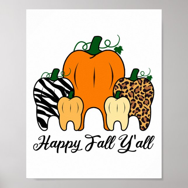 Poster Bonne Chute Y'all Citrouille Tooth Leopard Zebra H (Devant)