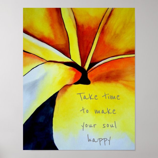 Poster Bonne citation Fleur Tropical Jaune (Devant)
