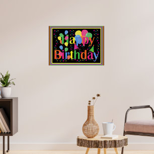 Poster Bonne fête d'anniversaire colorée