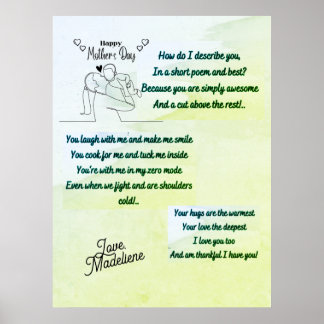 Poster Bonne fête des mères avec un poème original