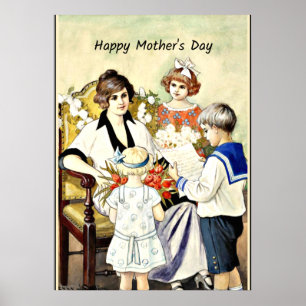 Poster Bonne fête des mères, illustration vintage