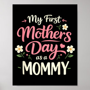 Poster Bonne fête des mères Mignonne 1ère fois Maman EST