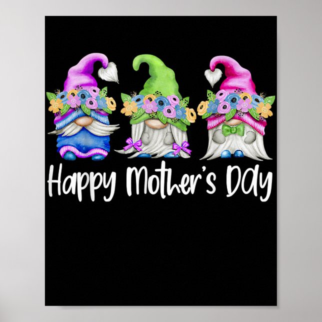 Poster Bonne Fête des mères mignonnes Gnomes Floral pour  (Devant)