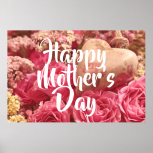 Poster Bonne fête des mères Roses du coeur