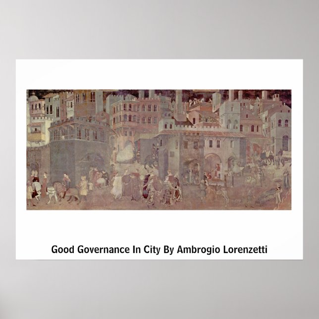 Poster Bonne Gouvernance En Ville Par Ambrogio Lorenzetti (Devant)