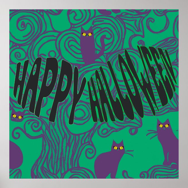 Poster Bonne Halloween des Scarry Cats (Devant)