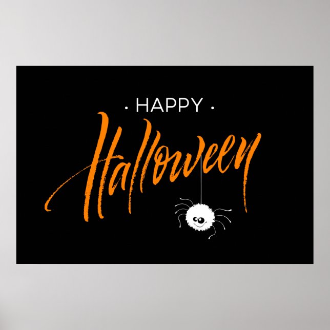 Poster Bonne Halloween mignonne araignée (Devant)