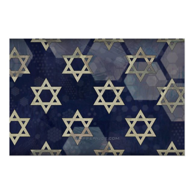 Poster Bonne Hanoukka Star de David menorah Dreidel Slipp (Devant)