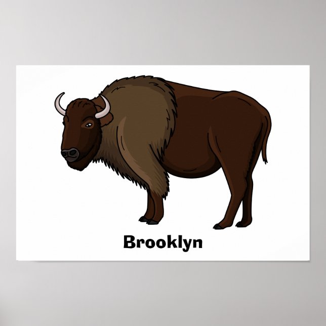 Poster Bonne illustration de bison américain (Devant)