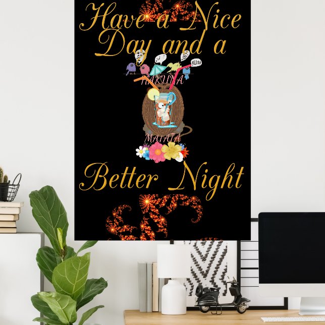 Poster Bonne journée et meilleure nuit été (Bureau à domicile)