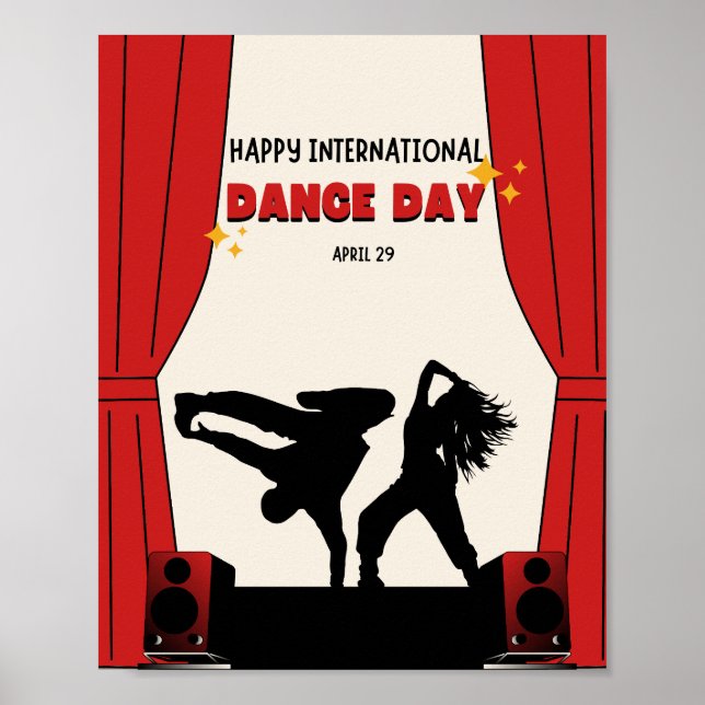 Poster Bonne Journée internationale de la danse | Journée (Devant)
