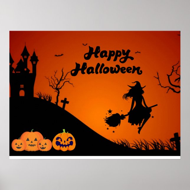 Poster Bonne nuit d'Halloween - sorcière Éffrayante, Citr (Devant)