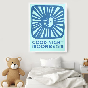 Poster Bonne Nuit Moonbeam Cute Moon Nurserroom Art Room