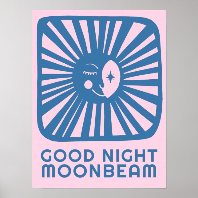 Poster Bonne Nuit Moonbeam Cute Moon Nurserroom Art Room (Devant)