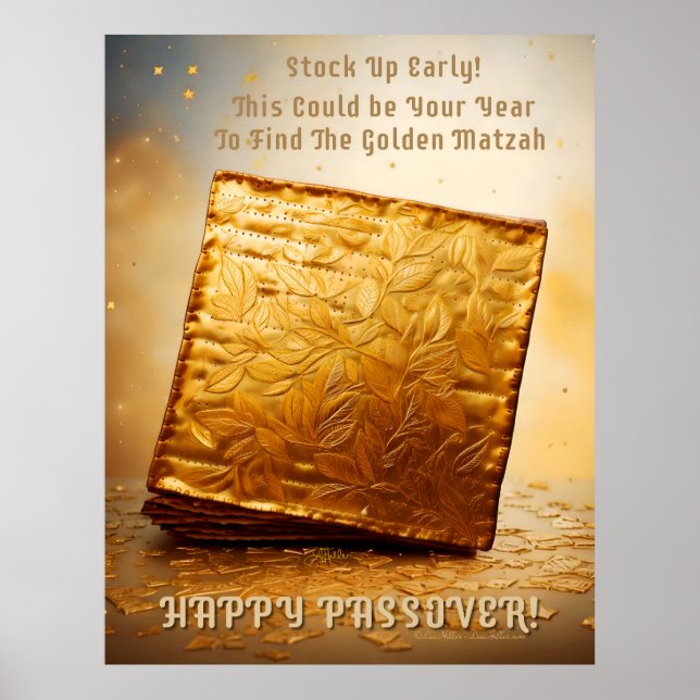 Poster Bonne Pâque ! Golden Matzah (Devant)