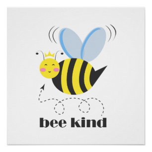 Poster Bonne princesse d'abeille avec couronne et slogan 