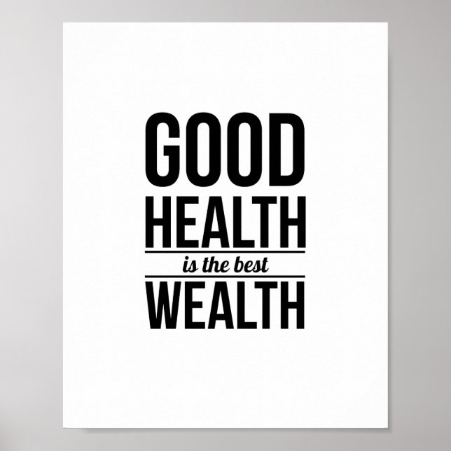 Poster bonne santé inspiration citation typographie noire (Devant)