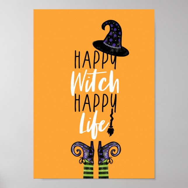 Poster Bonne sorcière Bonne vie | Orange Halloween Witch (Devant)
