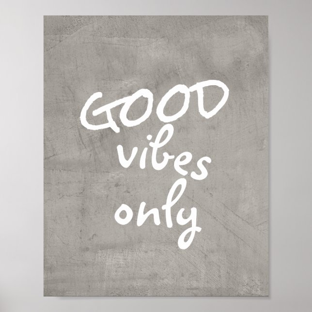 Poster bonnes vibes seulement typographie gris et blanc (Devant)