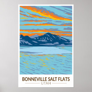 Poster Bonneville Salt Flats Utah Voyage Art Rétro