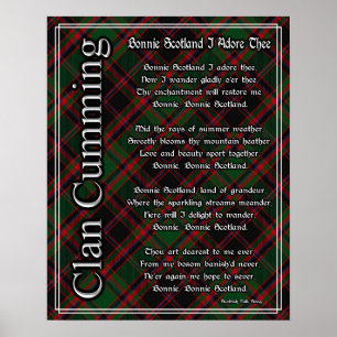 Poster Bonnie Ecosse J'Adore Le Clan Cumming Tartan