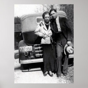 Poster Bonnie Parker et Clyde Barrow 1933