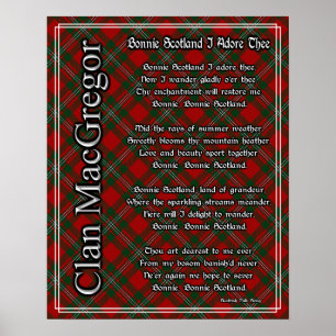 Poster Bonnie Scotland I Adore Thee Clan MacGregor Tartan