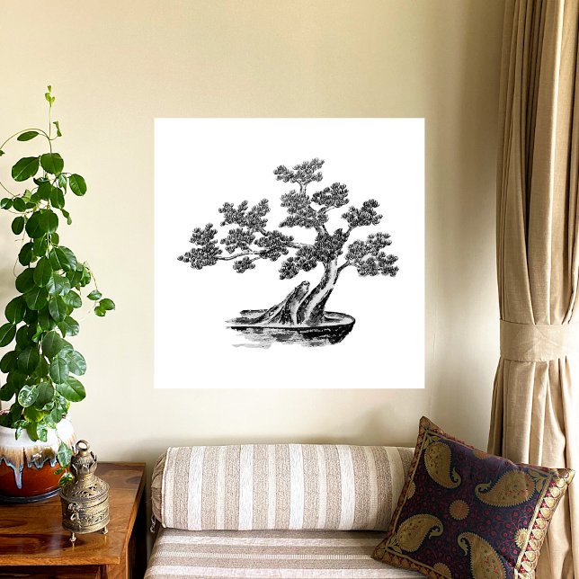 Poster Bonsai - Style chinois - noir et blanc (Créateur téléchargé)