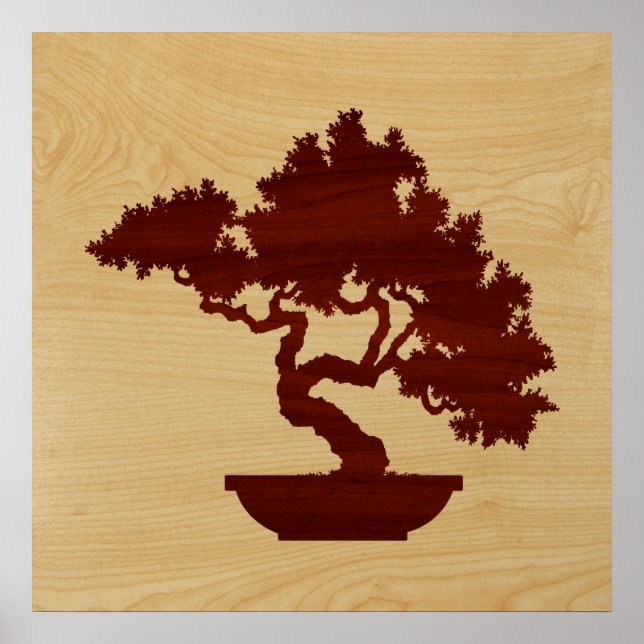 Poster Bonsai Tree - incrustation de bois. (Devant)