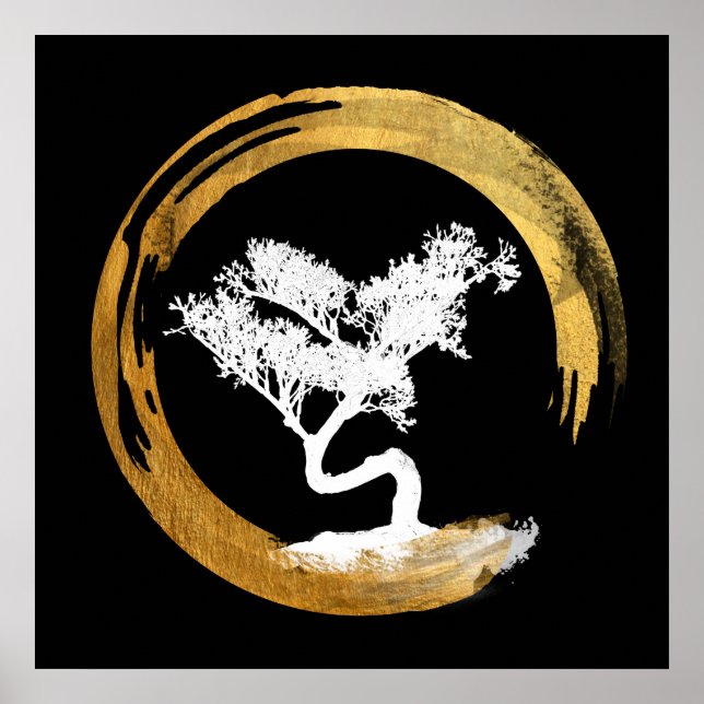 Poster Bonsai Tree. Zen Enso Circl. Feng Shui Calligraphi (Devant)
