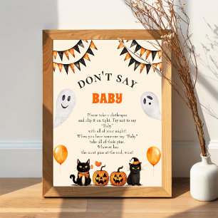 Poster Boo Black Chat "Don't Say Baby" Baby shower Jeu