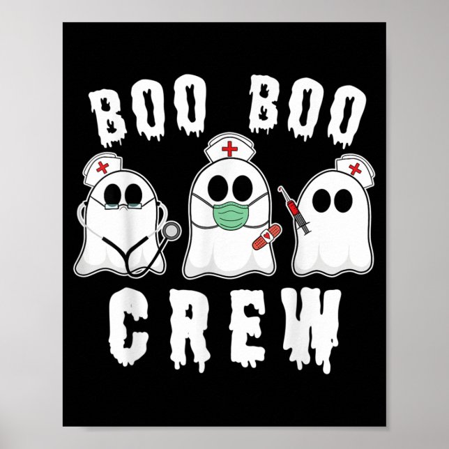 Poster Boo Boo Crew Funny Nurse Ghost Costume Halloween (Devant)