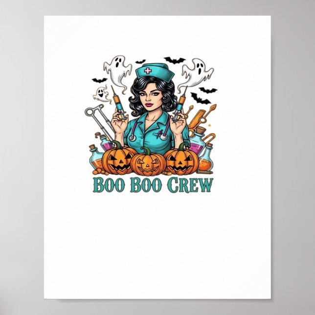 Poster Boo Boo Crew Infirmière d'Halloween avec seringues (Devant)