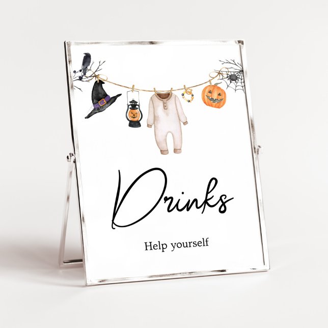 Poster Boo Boo Halloween Baby showers Boissons (Halloween Baby Clothes Baby Shower Drinks Sign)