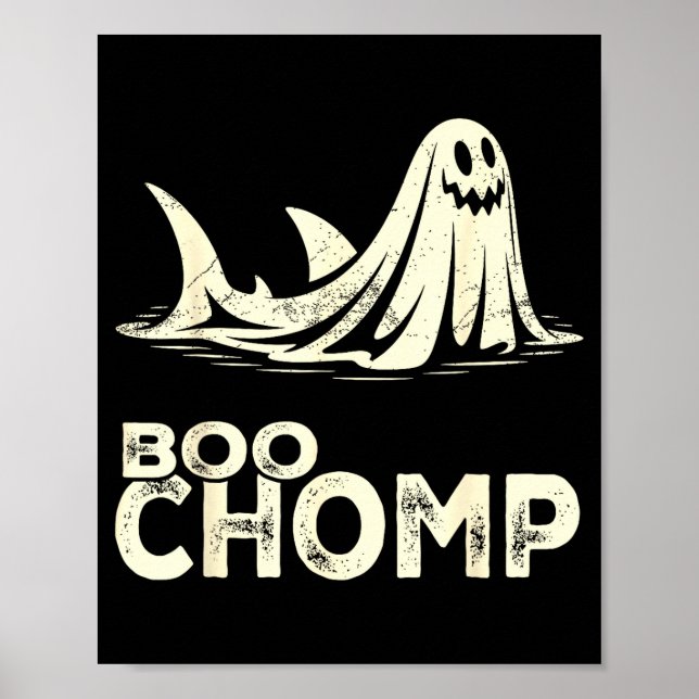 Poster Boo chomp – drôle requin fantôme halloween rétro  (Devant)