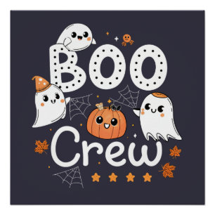 Poster Boo Crew Cute Halloween Ghosts et Citrouille