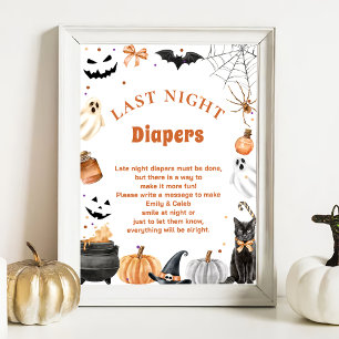 Poster Boo Cute "Late Night Diapers" Baby shower Jeu
