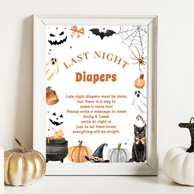 Poster Boo Cute "Late Night Diapers" Baby shower Jeu (Créateur téléchargé)