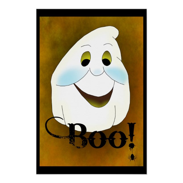 Poster Boo de tête de fantôme à l'ancienne (Devant)