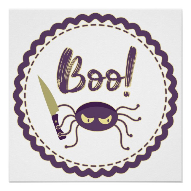 Poster Boo drôle Halloween personnage d'araignée main (Devant)