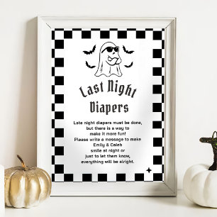 Poster Boo Funny "Late Night Diapers" Jeu de Baby shower