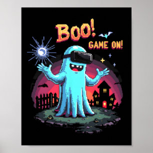 Poster Boo ! Game On! Éffrayant Gamer Ghost avec contrôle