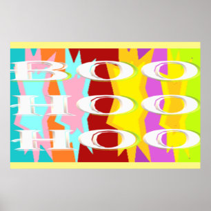 Poster Boo Hoo design couleurs flash texte blanc