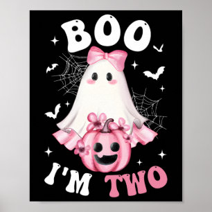 Poster Boo Je suis deux 2e anniversaire fille rose Bow Ci